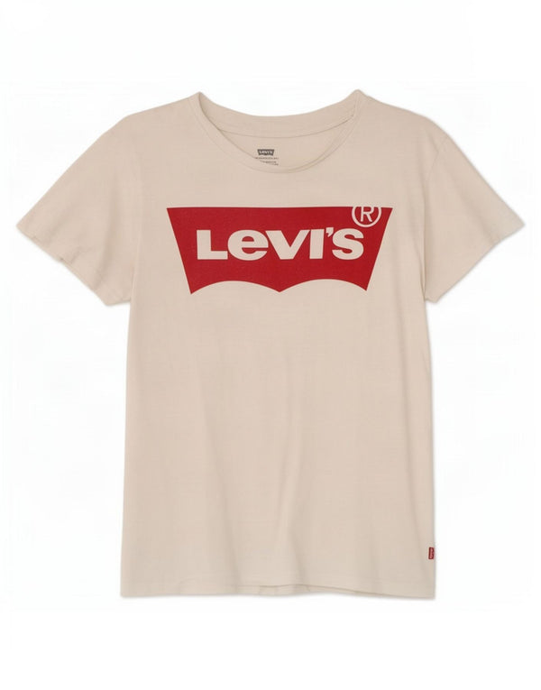 Levi's Womens Graphic T-Shirt Top UK 10 Small White Cotton