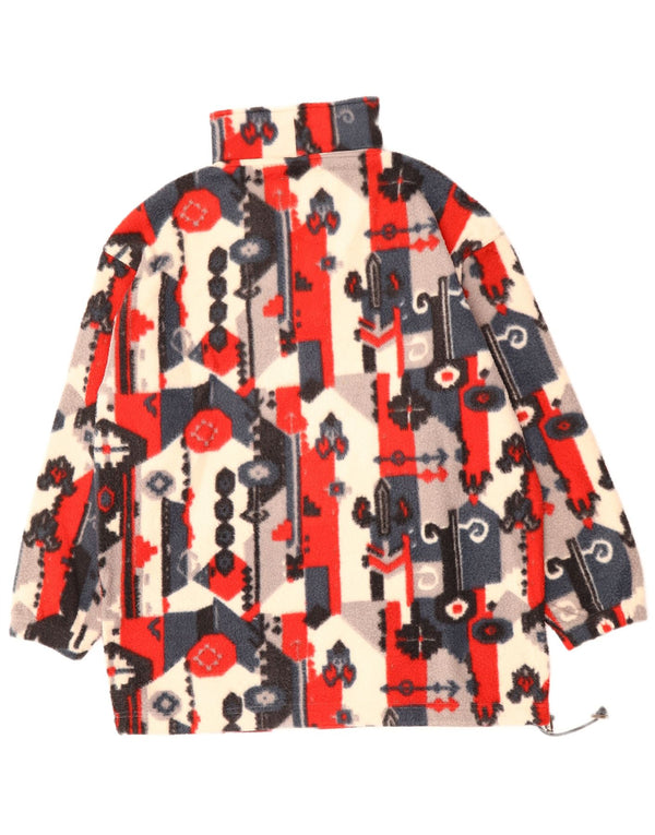 Public Mens Zip Neck Fleece Jumper Medium Red Geometric Polyester