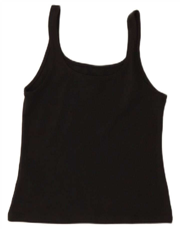 NIKE Womens Crop Cami Top UK 12 Medium Black Cotton