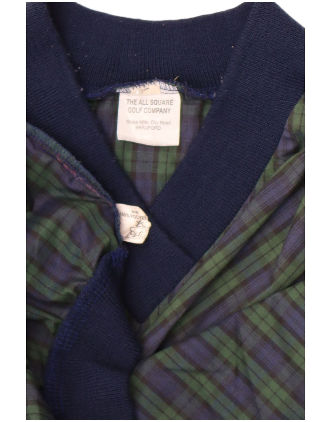 Vintage Mens Pullover Tracksuit Top XL Navy Blue Check Polyester