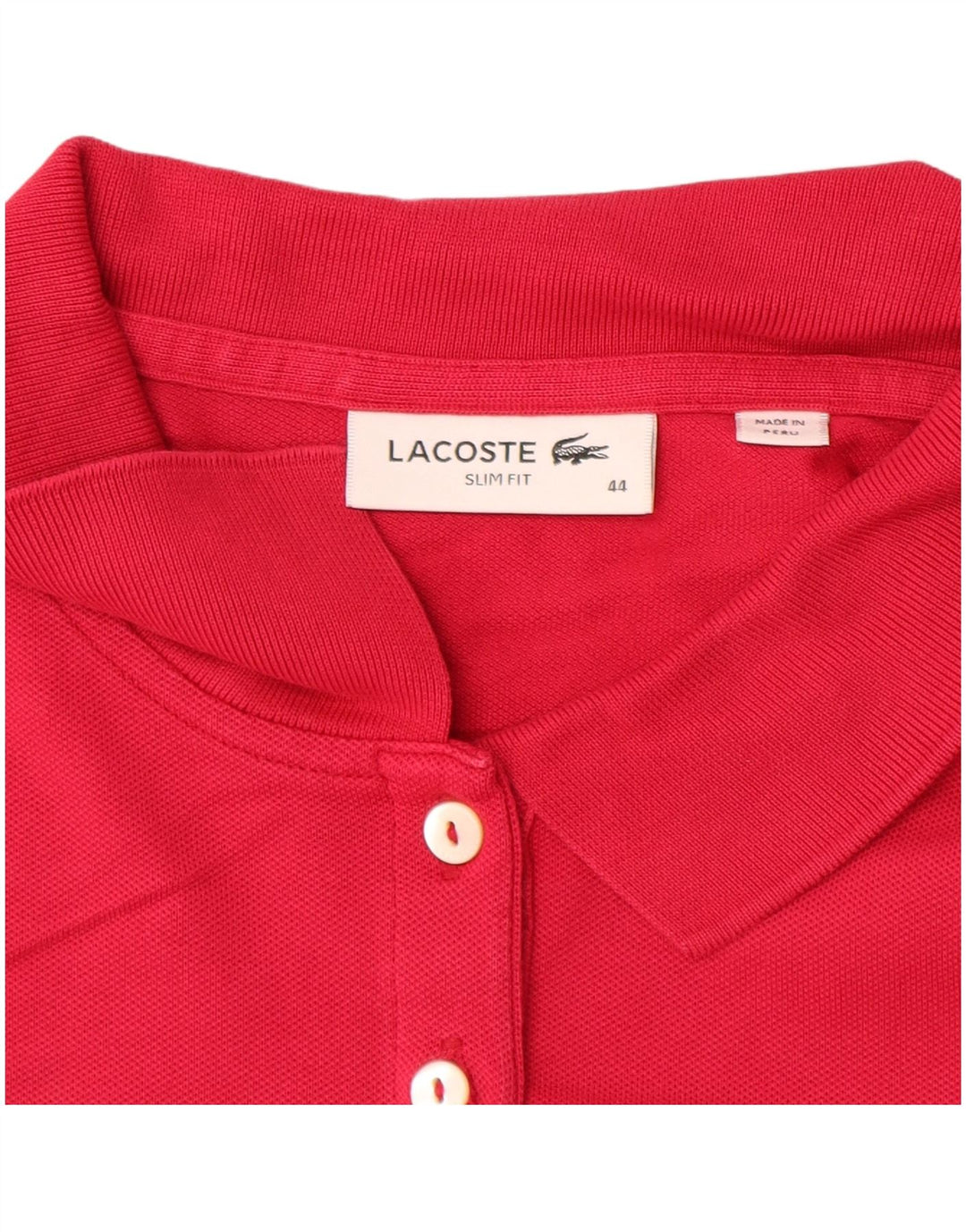 LACOSTE Womens Slim Fit Long Sleeve Polo Shirt Size 44 Large Pink Cotton