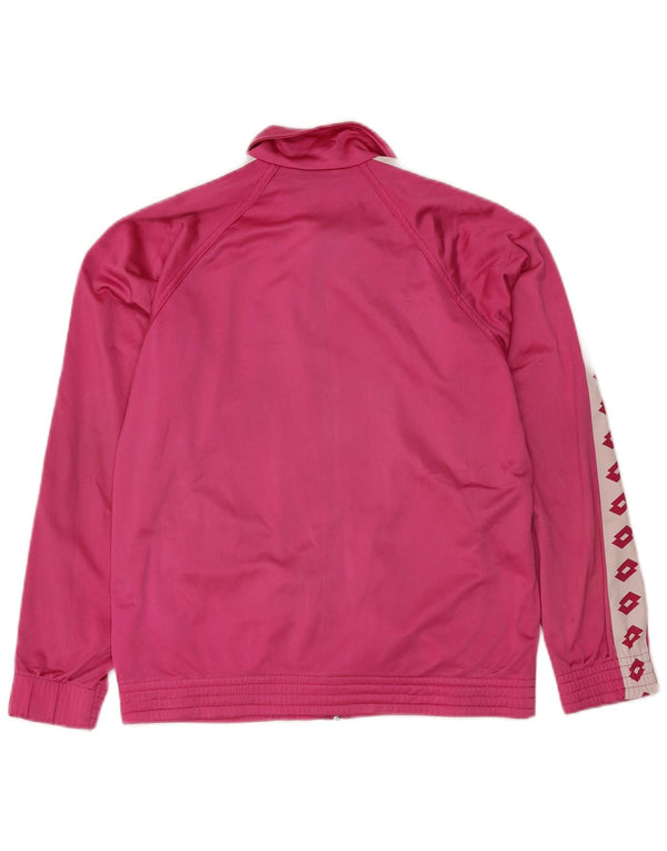 LOTTO Mens Graphic Tracksuit Top Jacket XS Pink Colourblock Polyester