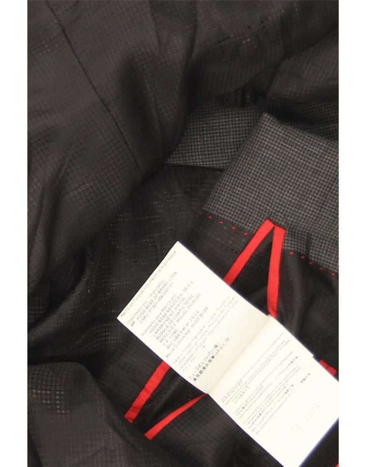 Hugo Boss Mens 2 Button Blazer Jacket EU 54 2XL Grey Houndstooth