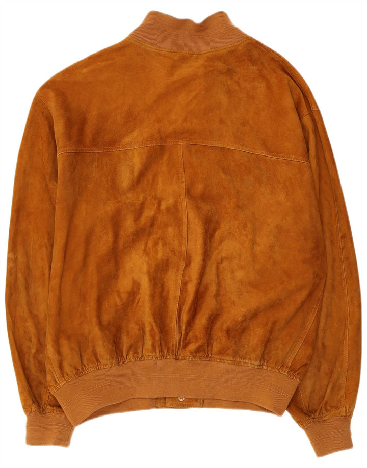 VINTAGE Mens Suede Bomber Jacket UK 42 XL Brown