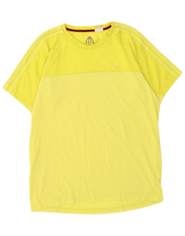 Adidas Mens Climalite T-Shirt Top Medium Yellow Cotton