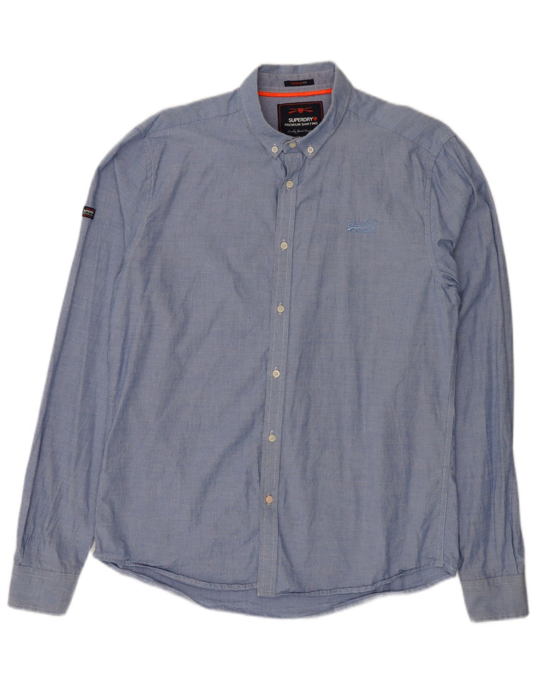 Superdry Mens Regular Fit Shirt Large Blue Cotton