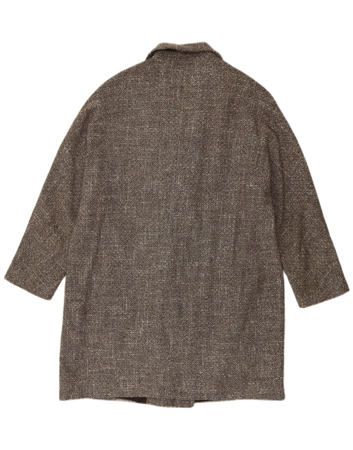Massimo Dutti Womens Double Breasted Coat UK 16 Large Grey Herringbone