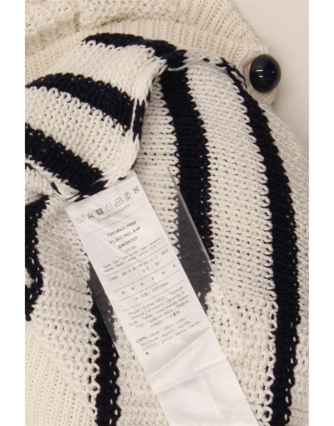 MAX & CO. Womens Crew Neck Jumper Sweater UK 14 Medium White Striped Vintage Max & Co. and Second-Hand Max & Co. from Messina Hembry 