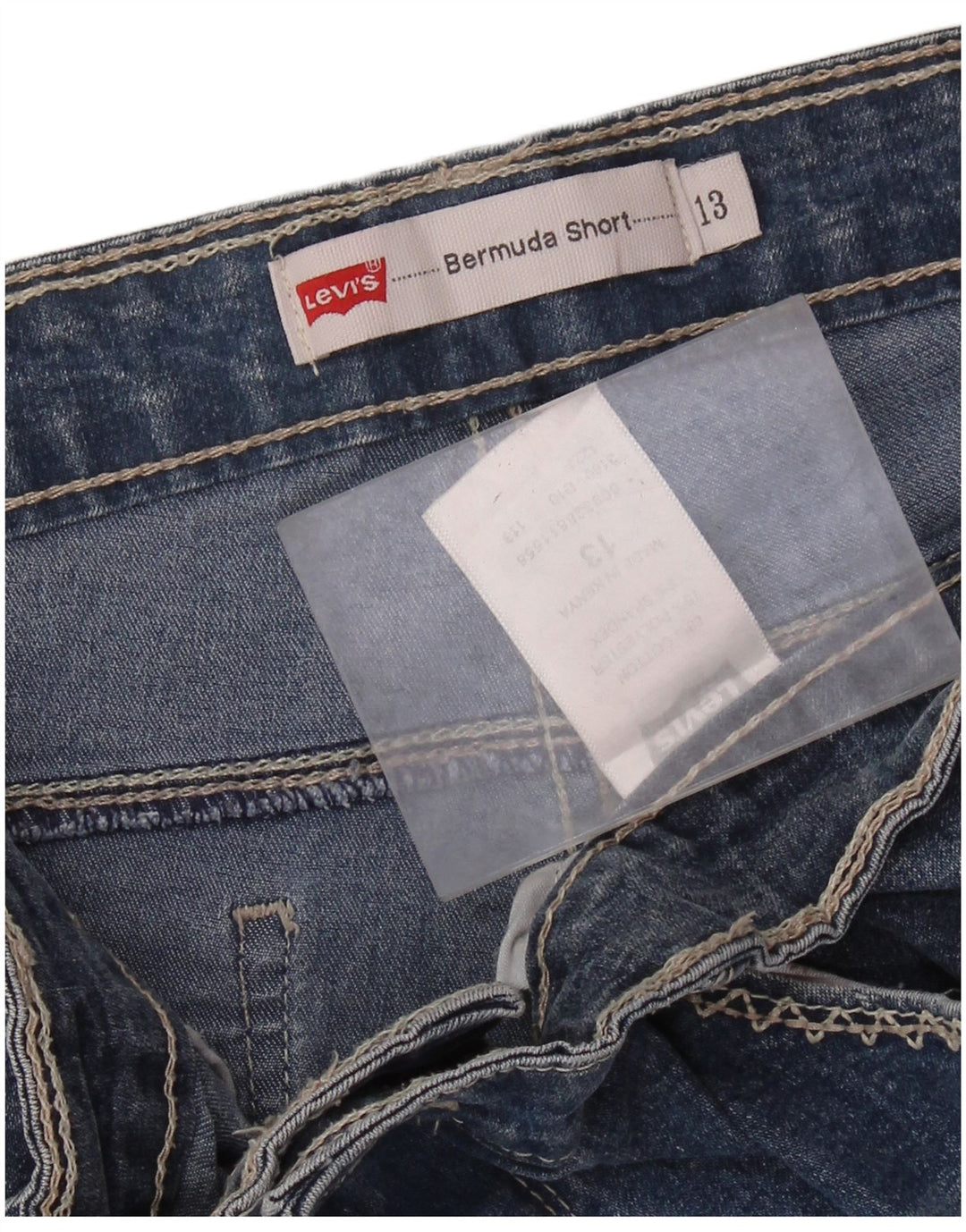 LEVI'S Womens Distressed Denim Bermuda Shorts US 13 Large W32  Blue Cotton
