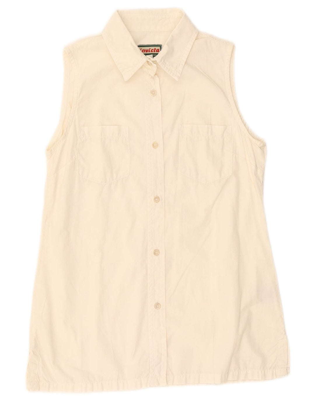 Invicta Womens Sleeveless Shirt UK 12 Medium White Cotton