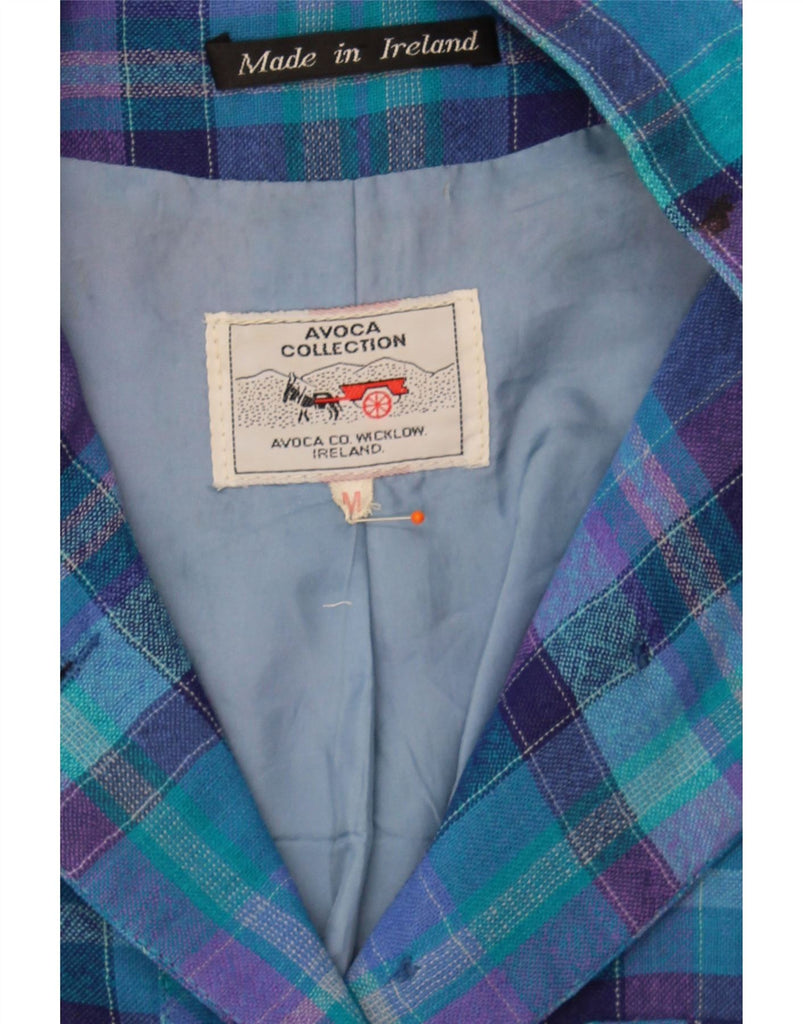 AVOCA Womens Bomber Jacket UK 14 Medium Blue Check Vintage Avoca and Second-Hand Avoca from Messina Hembry 