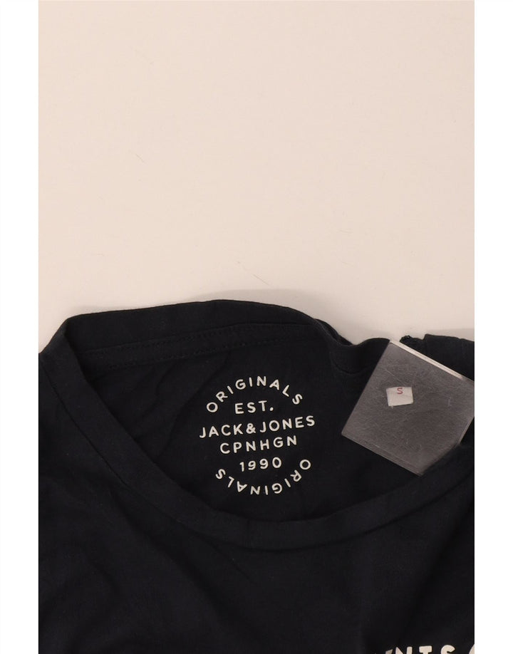Jack & Jones Mens Graphic T-Shirt Top Small Navy Blue