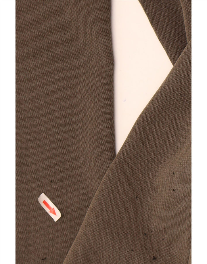 Marks & Spencer Mens Straight Suit Trousers W34 L29 Brown Herringbone