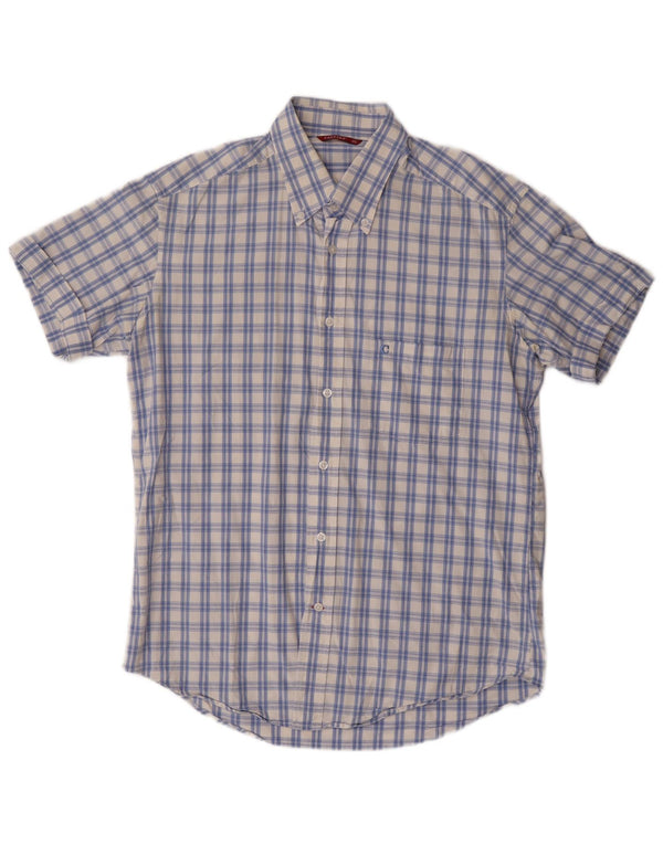 Carrera Mens Short Sleeve Shirt Medium Blue Check