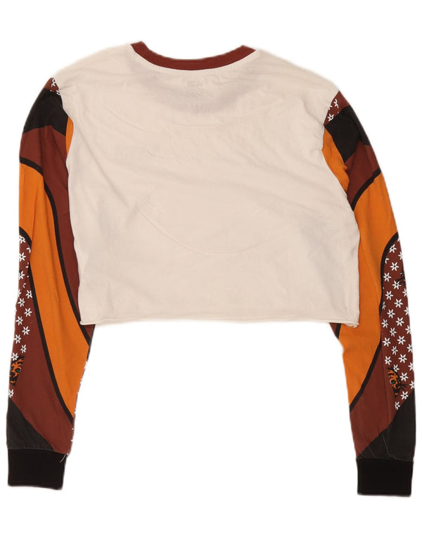 Vans Womens Crop Graphic Top Long Sleeve UK 6 XS White Colourblock