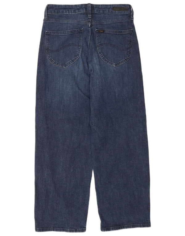 LEE Womens High Rise Crop Wide Leg Jeans W26 L25 Blue Cotton
