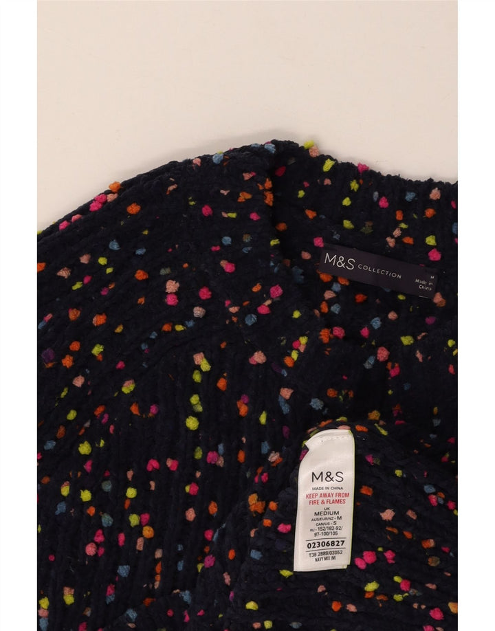 MARKS & SPENCER Womens Crew Neck Jumper Sweater UK 12 Medium Navy Blue