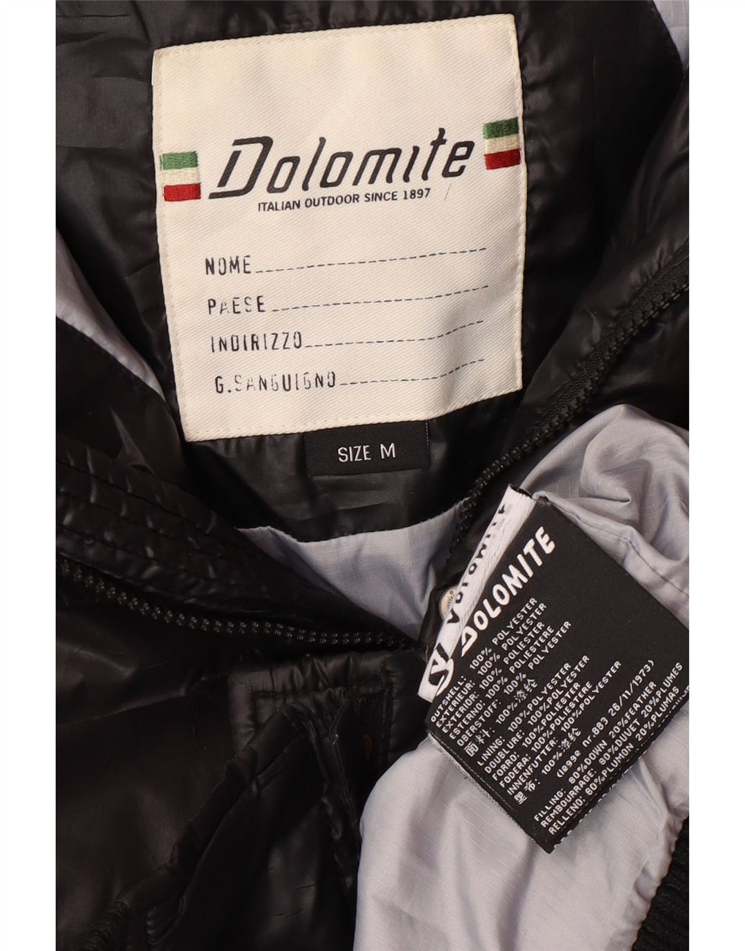 DOLOMITE Mens Graphic Hooded Padded Jacket UK 38 Medium Black Polyester
