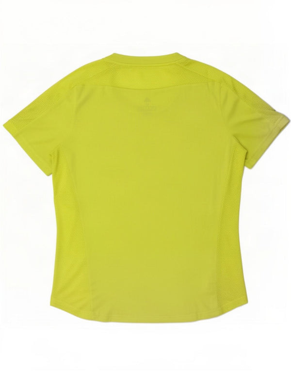 Adidas Womens Running T-Shirt Top UK 12/14 Medium Yellow
