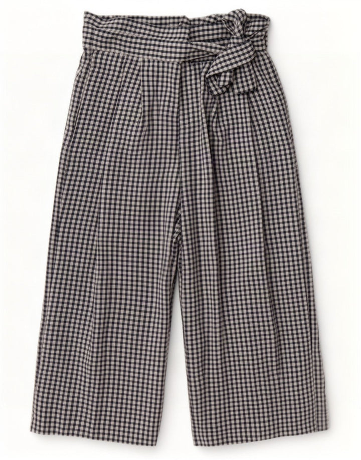 Zara Womens Cullotes Capri Trousers Medium W28 L22 Navy Blue Gingham