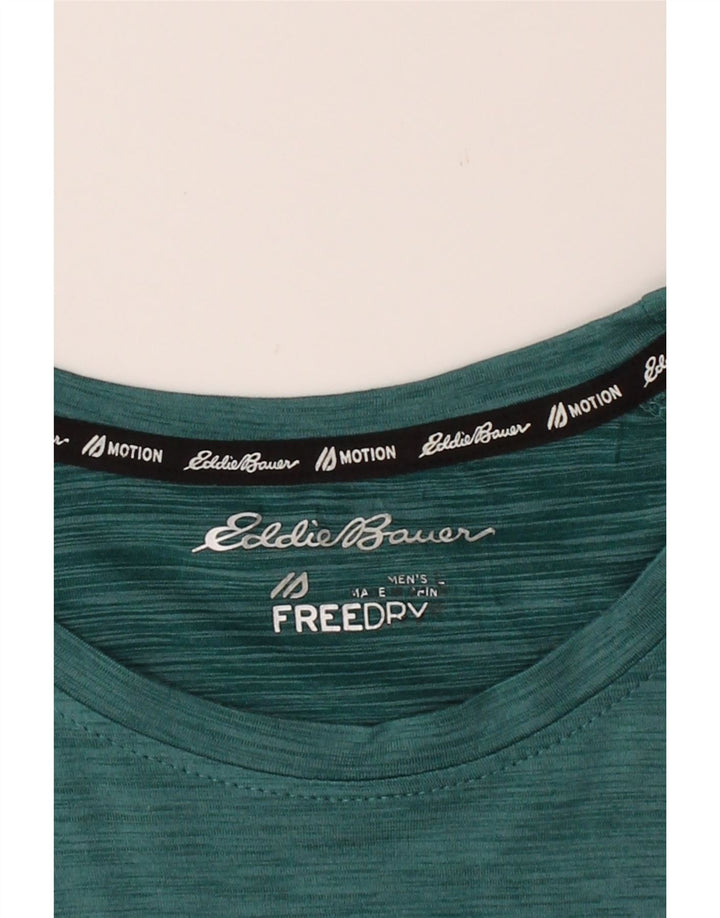EDDIE BAUER Mens T-Shirt Top Large Green Flecked Polyester Vintage Eddie Bauer and Second-Hand Eddie Bauer from Messina Hembry 