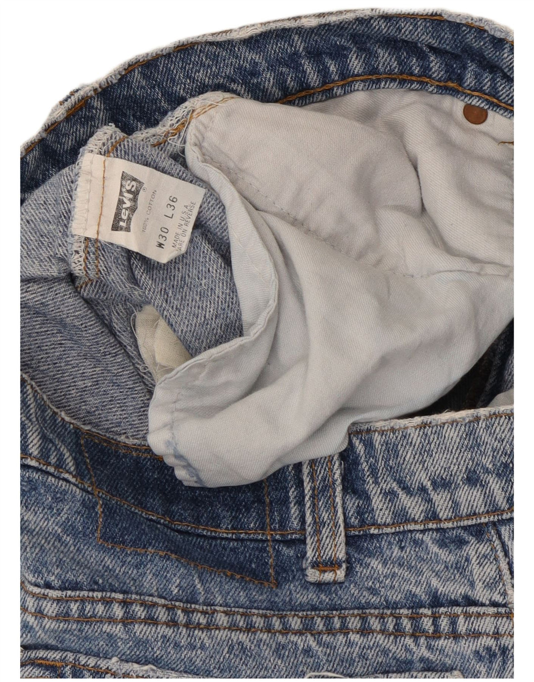 LEVI'S Womens Distressed Straight Jeans W30 L36 Blue Cotton