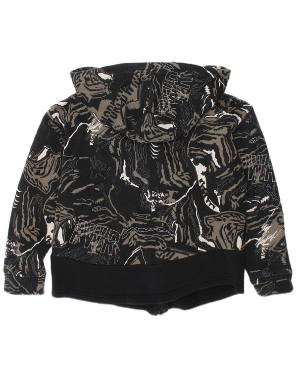 Puma Girls Graphic Zip Hoodie Sweater 6-7 Years Black Geometric