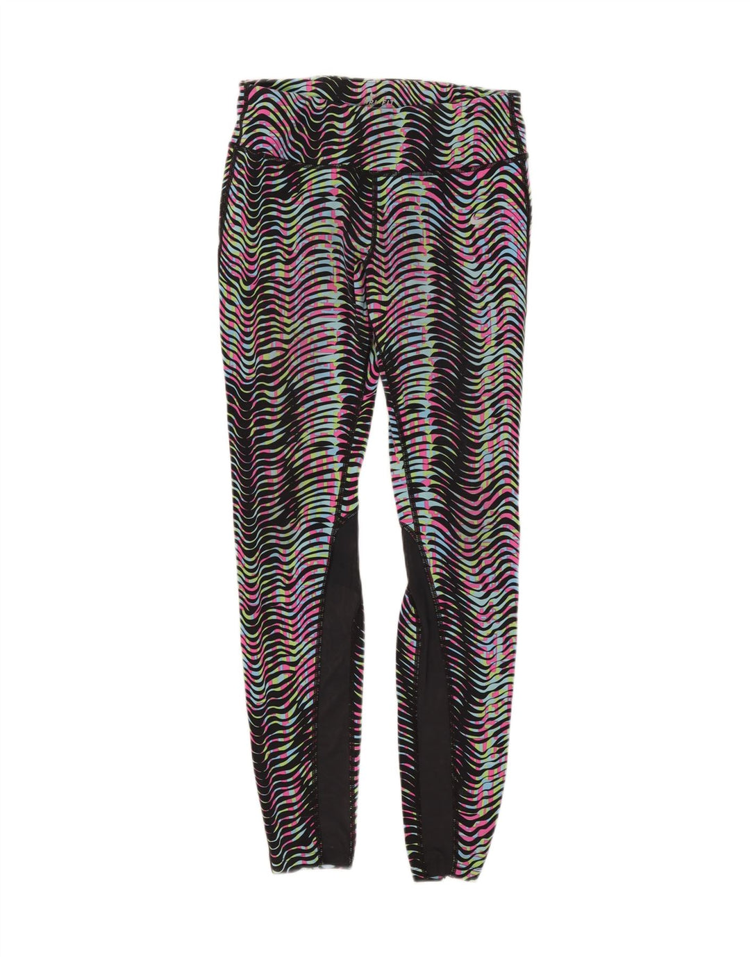 Nike Womens Dri Fit Leggings UK 12 Medium  Multicoloured Striped Nylon
