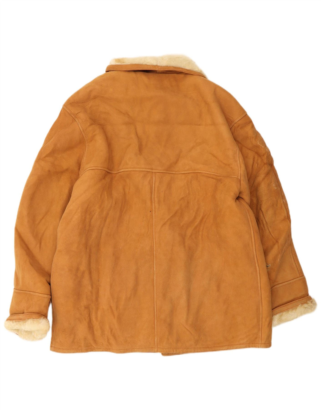 Vintage Womens Shearling Jacket IT 46 Large Brown Leather