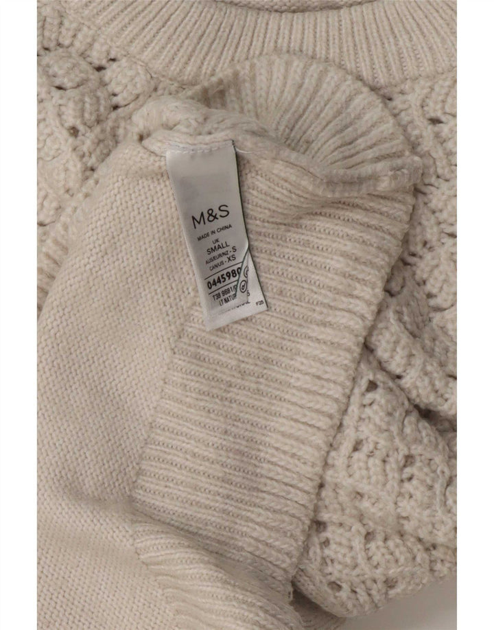 Marks & Spencer Womens Oversized Crew Neck Jumper Sweater UK 10 Small White