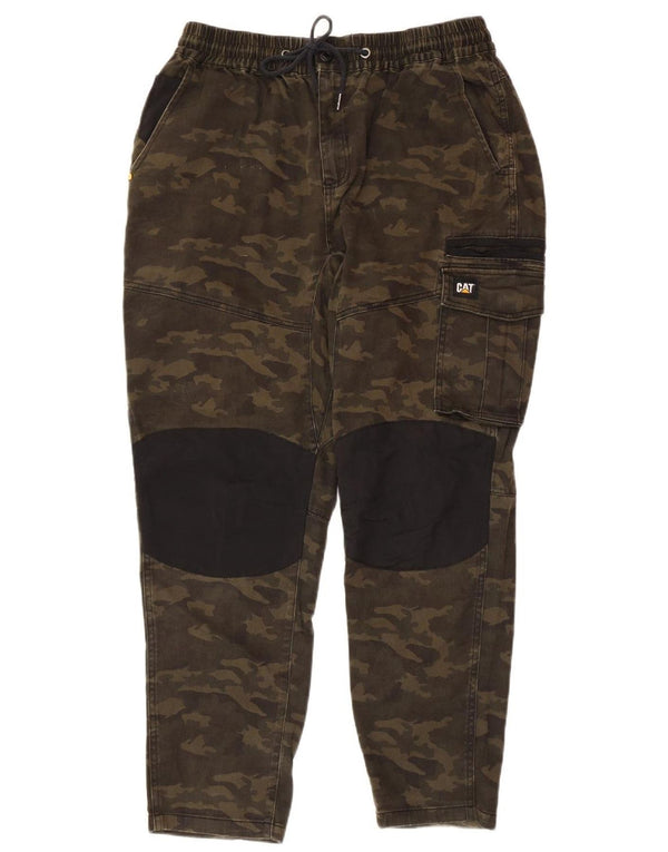 Caterpillar Mens Tapered Cargo Trousers W38 L28 Khaki Camouflage Cotton
