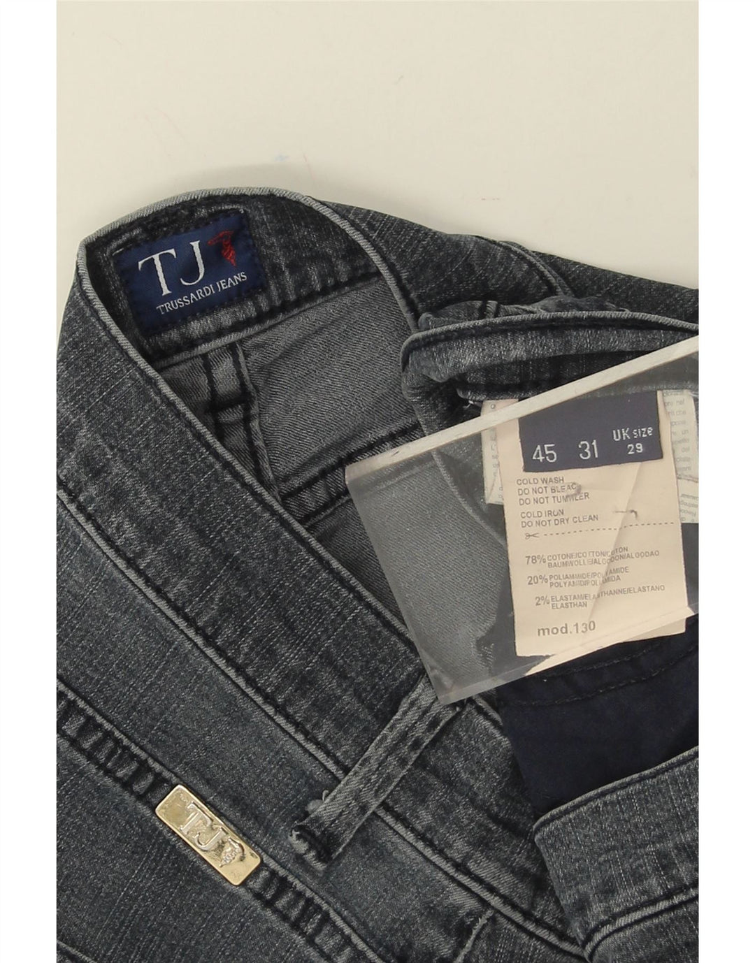 TRUSSARDI Womens Slim Jeans W29 L32 Grey Cotton