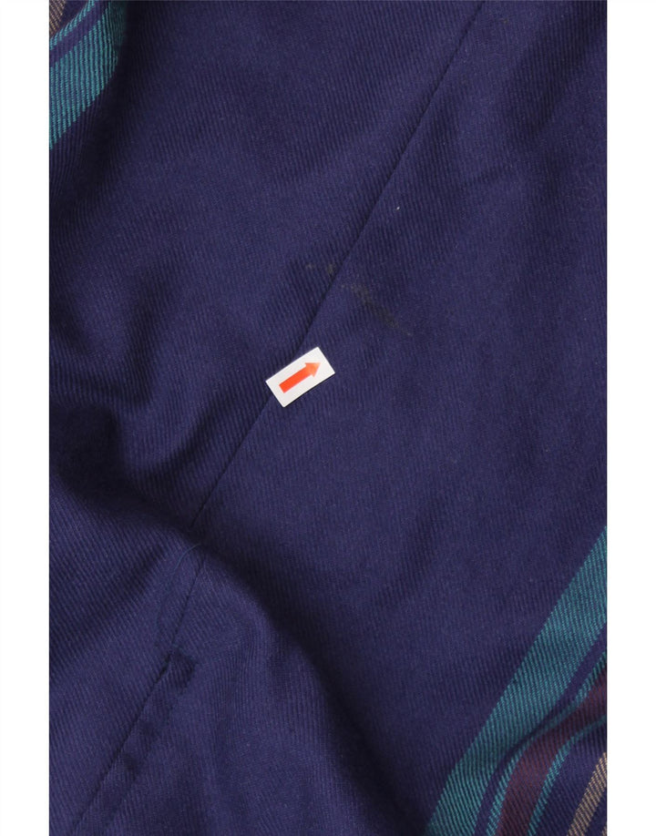 BRUESTLE Womens Pleated Skirt EU 42 Large W30 L28 Navy Blue Striped Wool