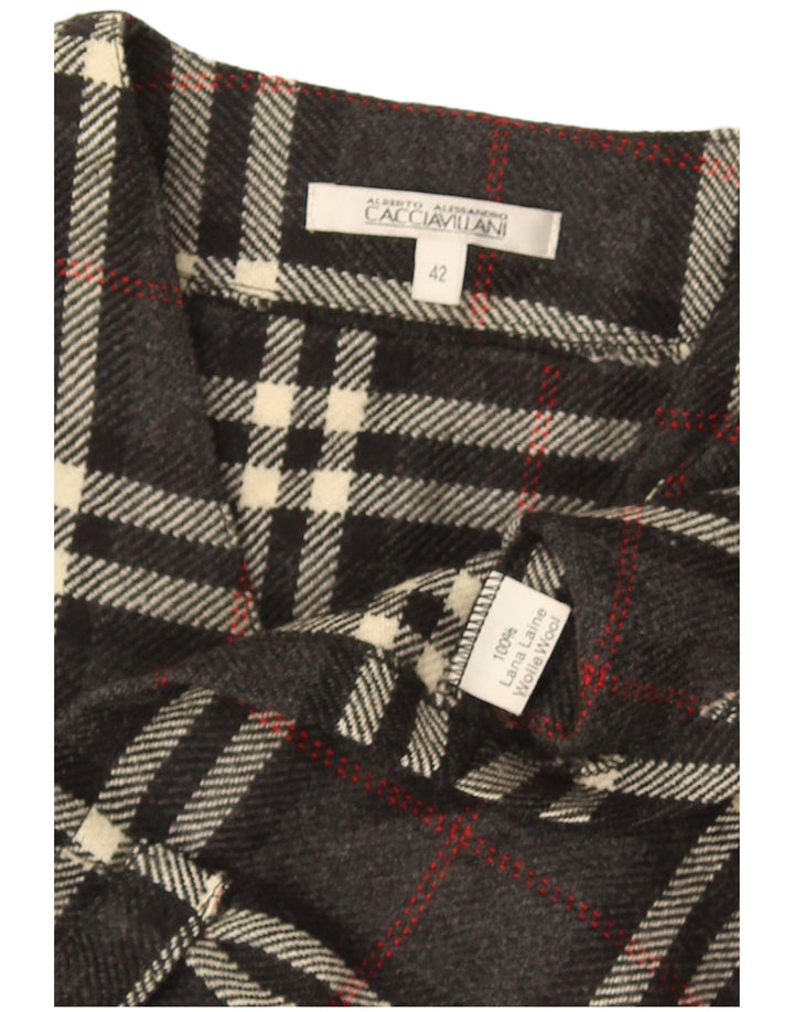 Vintage Womens Waistcoat IT 42 Medium Grey Check Wool