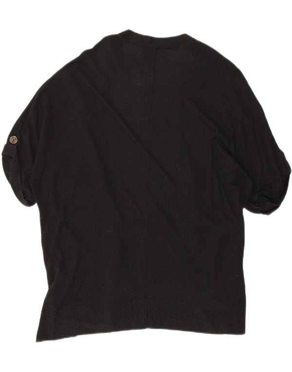 Marks & Spencer Womens Short Sleeve Open Cardigan Top UK 16 Large Black
