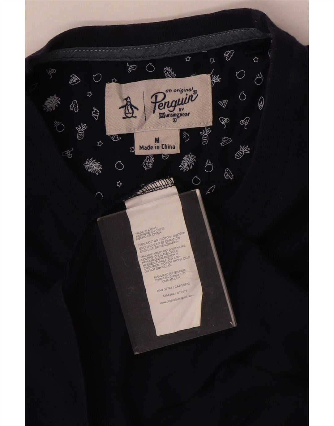Penguin Mens T-Shirt Top Medium Navy Blue Cotton