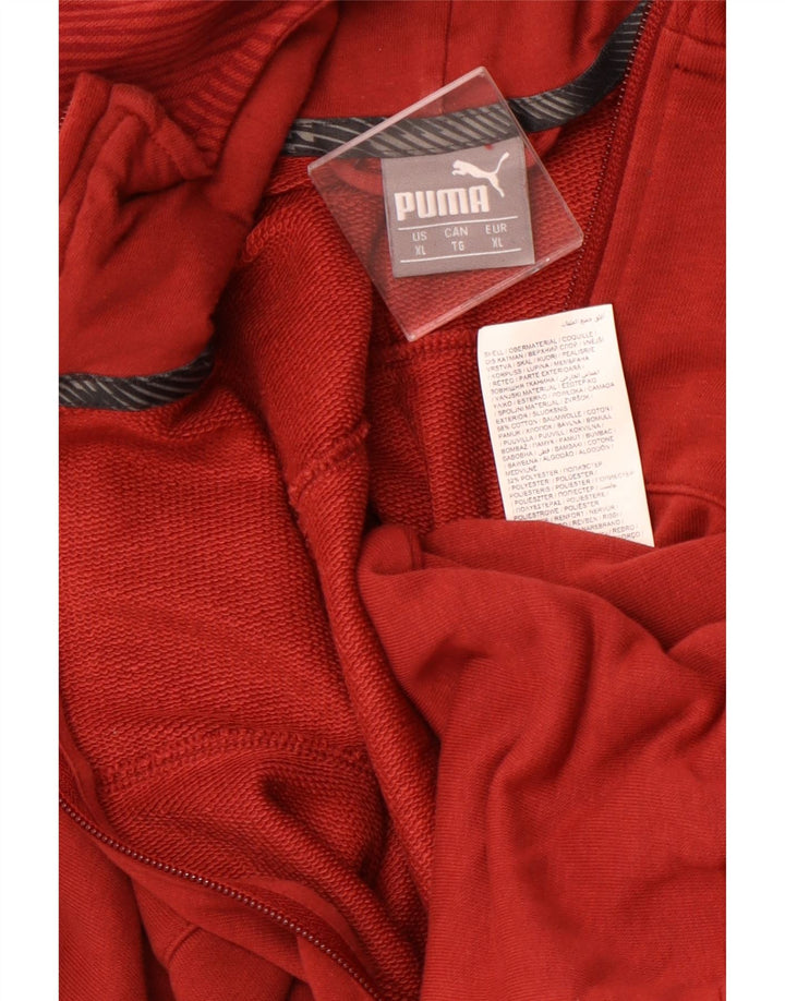 PUMA Mens Zip Hoodie Sweater XL Red Cotton Sports