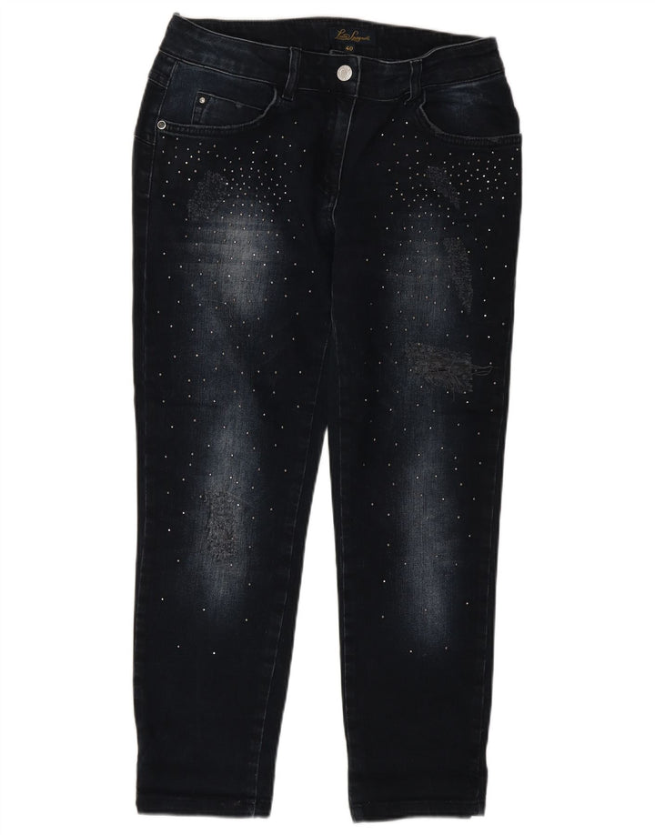 LUISA SPAGNOLI Womens Slim Cropped Jeans IT 40 Small W27 L25 Navy Blue