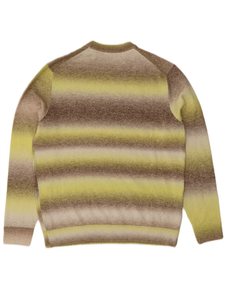 Esprit Mens Crew Neck Jumper Sweater Large Yellow Striped Cotton