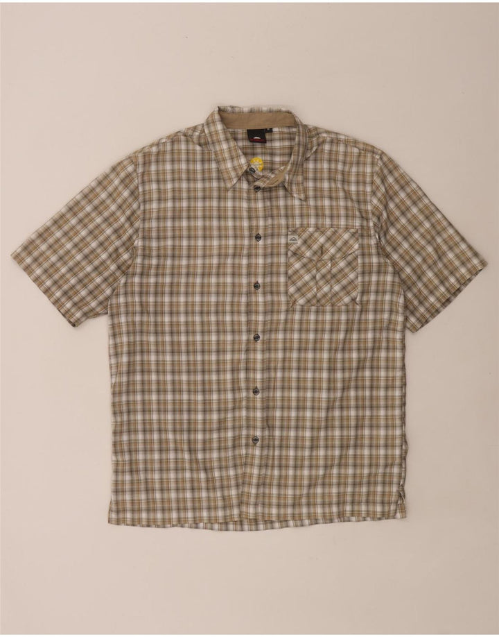 MC Kinley Mens Short Sleeve Shirt Medium Khaki Check Polyester