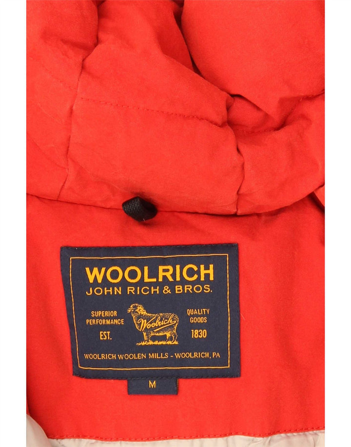 Woolrich Womens Hooded Padded Jacket UK 14 Medium Red Cotton