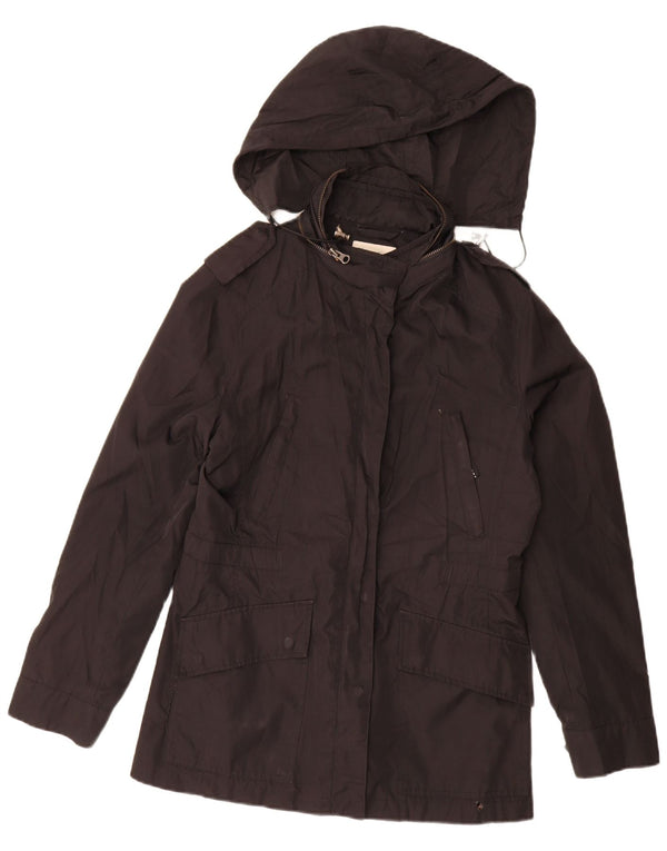 Massimo Dutti Womens Hooded Parka Jacket UK 14 Medium Black