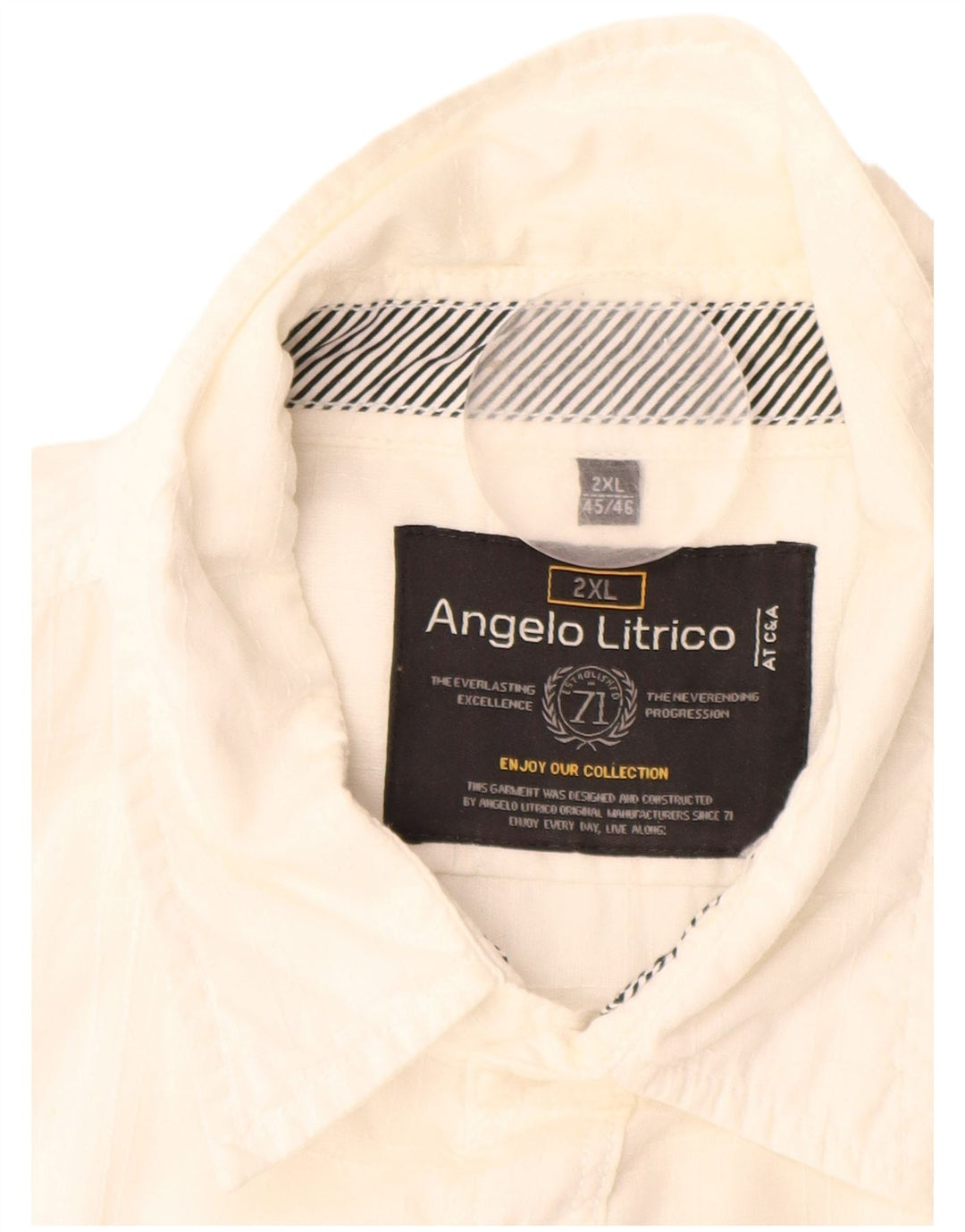 Angelo Litrico Mens Short Sleeve Shirt Size 45/46 2XL White Cotton