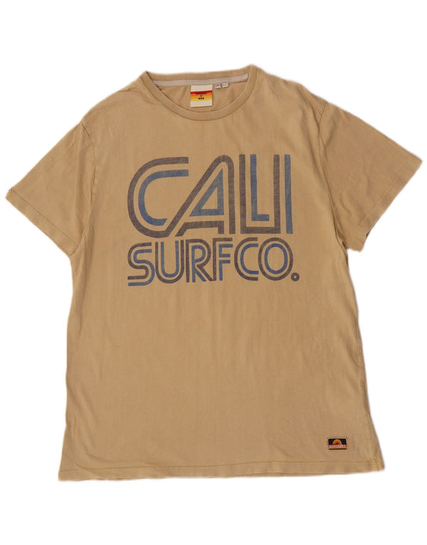 Superdry Mens Slim Fit Graphic T-Shirt Top 2XL Beige Cotton