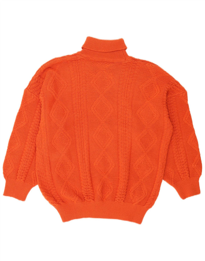 Vintage Mens Roll Neck Jumper Sweater Large Orange