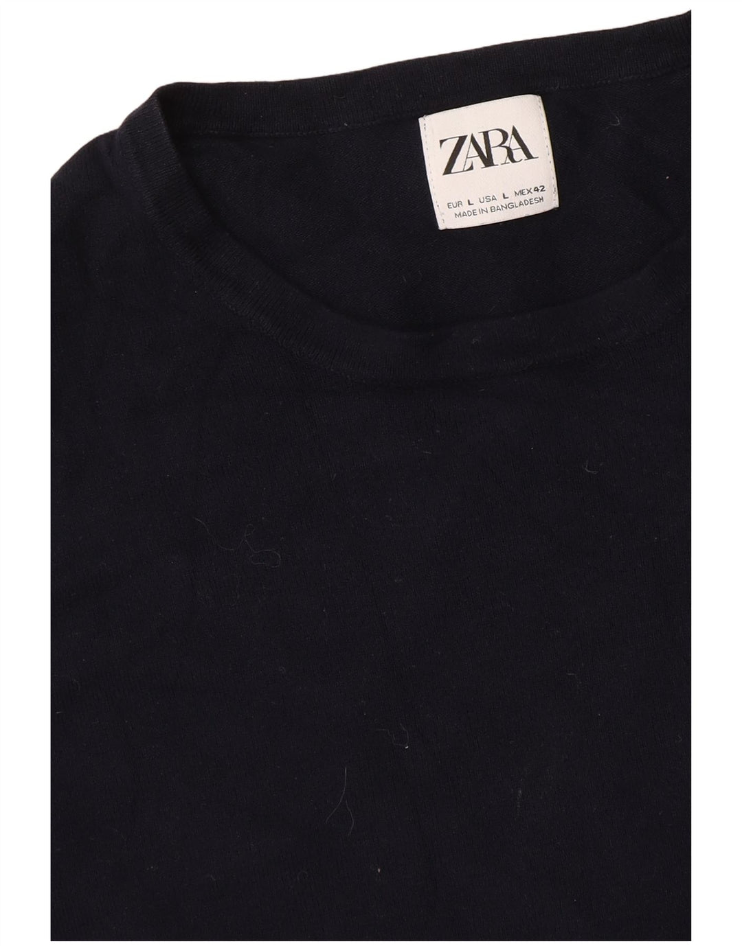 Zara Mens Crew Neck Jumper Sweater Large Navy Blue