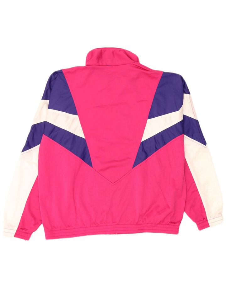 Ellesse Womens Tracksuit Top Jacket UK 14 Medium Pink Colourblock Retro