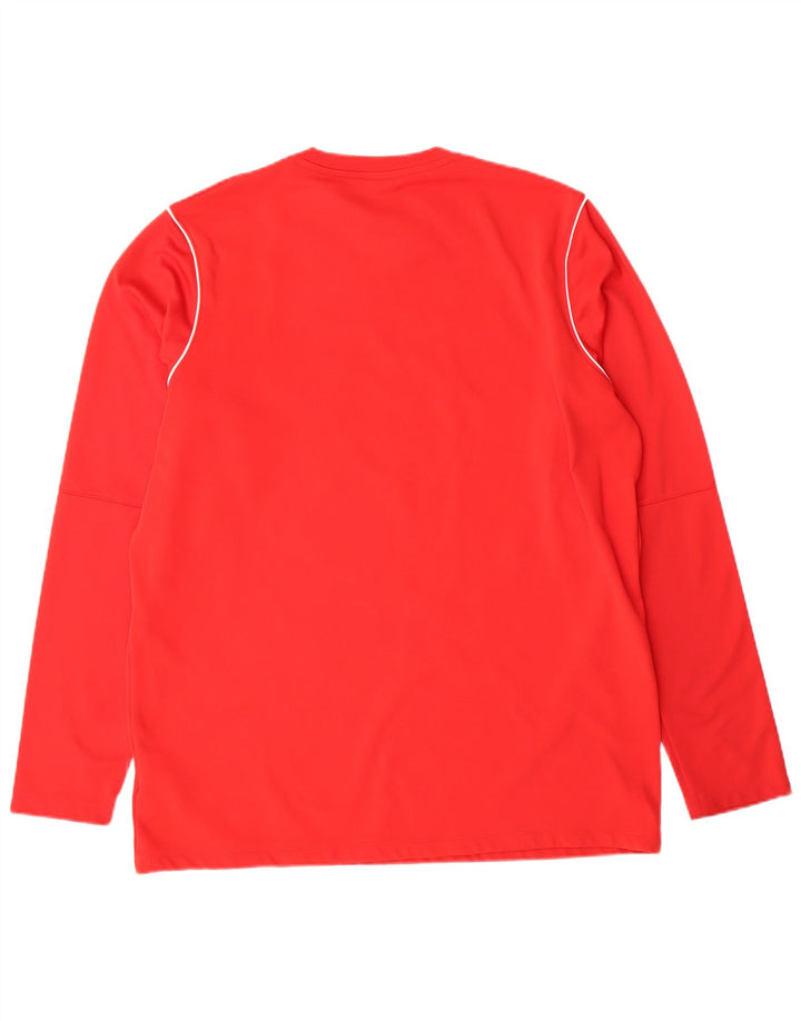 NIKE Mens Dri Fit Top Long Sleeve Large Red Polyester