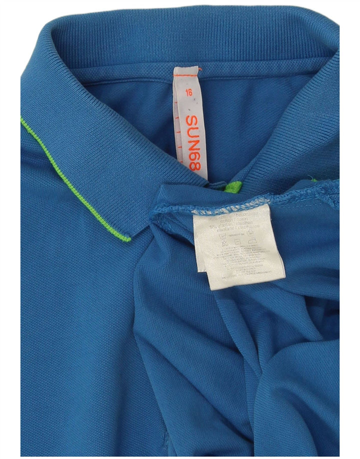 Sun68 Boys Polo Shirt 15-16 Years Blue Cotton
