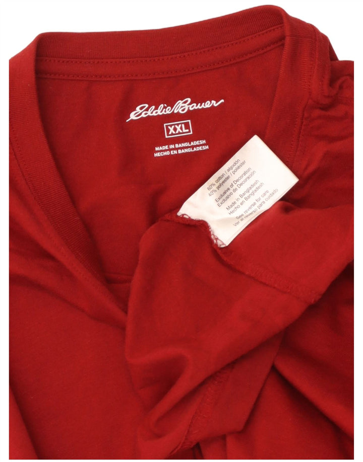 EDDIE BAUER Mens T-Shirt Top 2XL Red Cotton